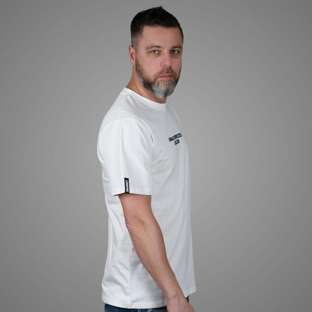 Luxury Bazaar White "Unauthorized Dealer"® Crewneck T-Shirt