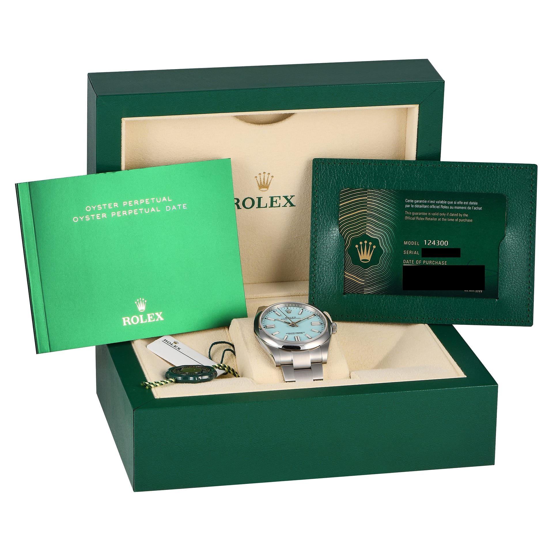 Rolex Oyster Perpetual 41 Turquoise Dial Khanjar Watch 124300-0006