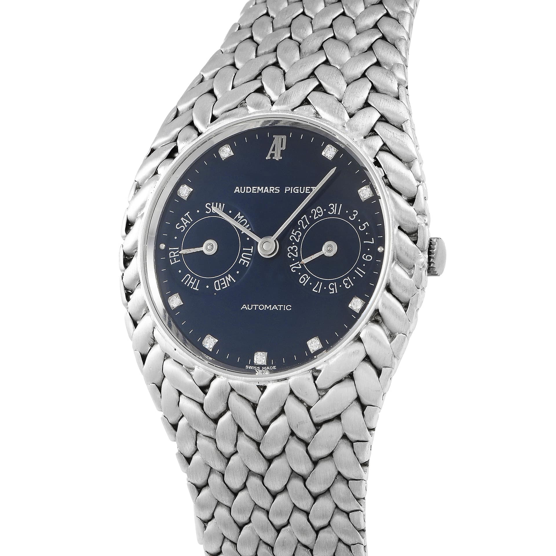 Audemars Piguet Cobra Day Date Diamond Dial 18K White Gold Watch 5587BC