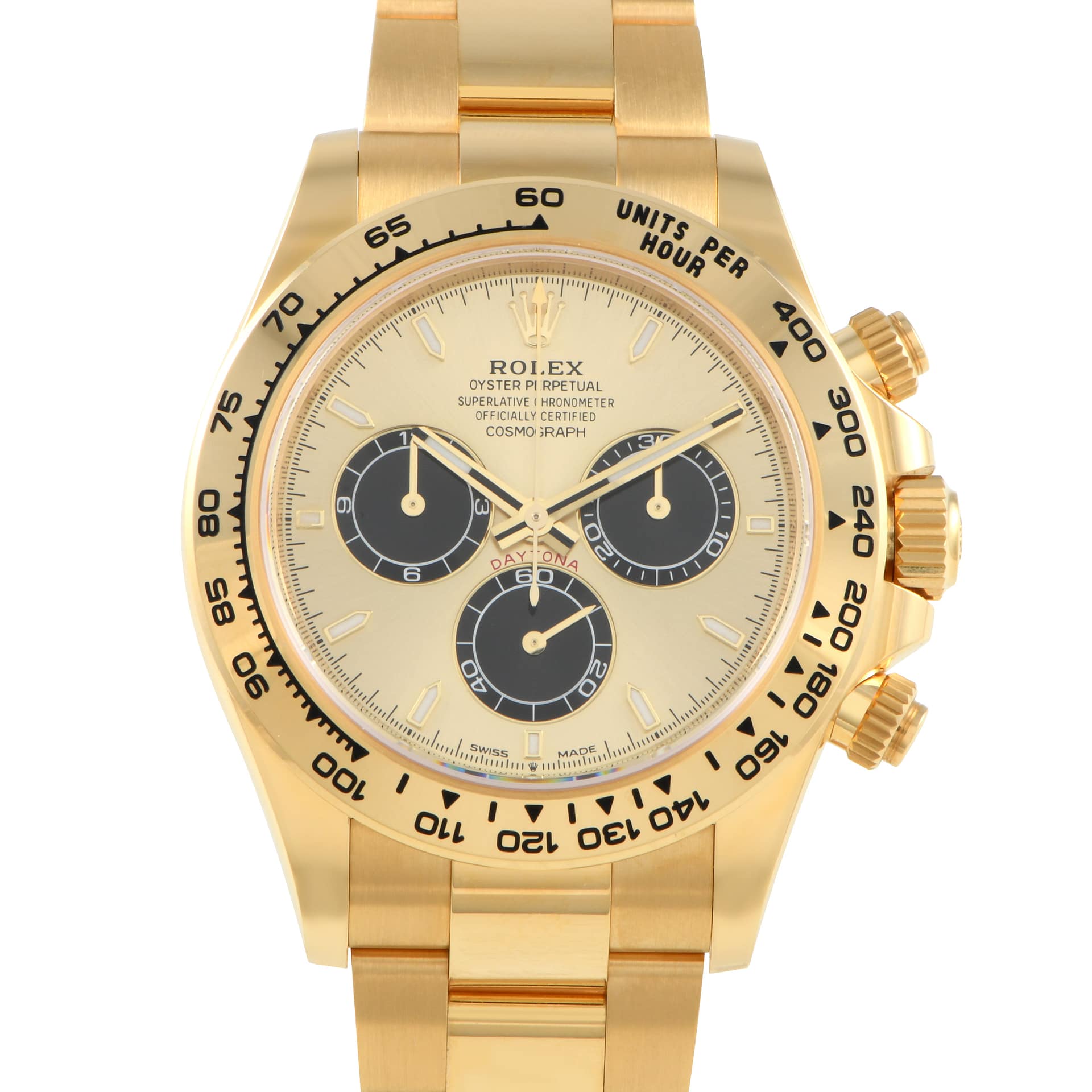 Rolex Daytona Champagne and Black Dial Yellow Gold Oyster Watch 126508